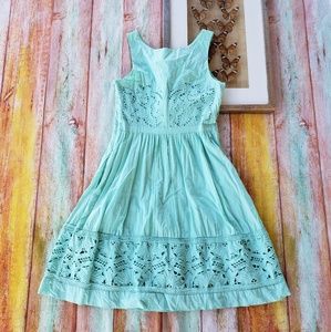 Anthro Meadow Rue Bottle Green Lace Dress 10